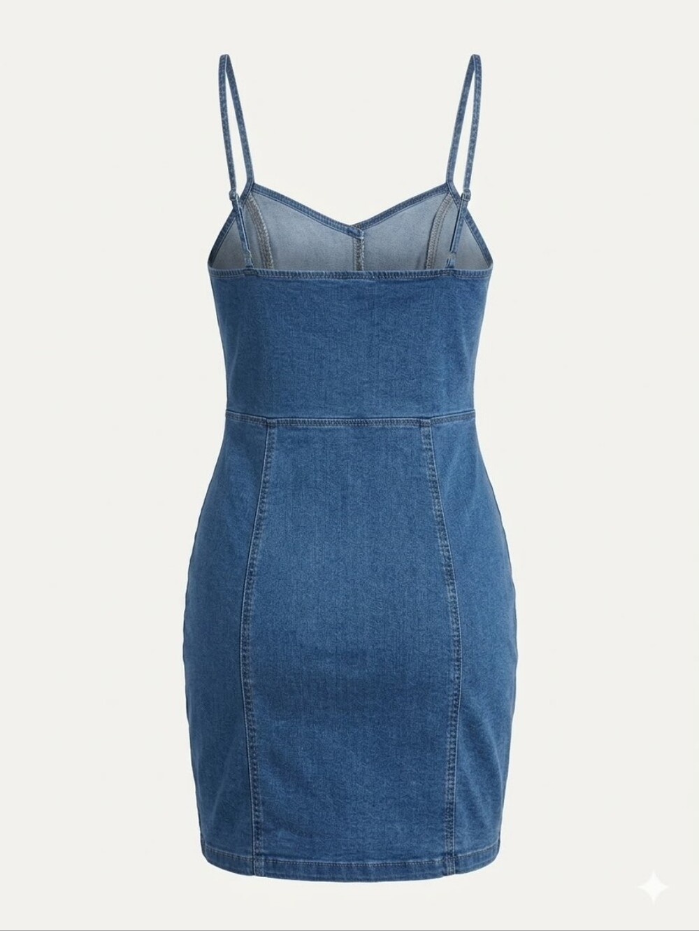 Denim Button-Front Mini Dress - Blue - Picture 3 of 4